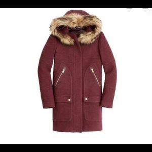 JCrew Chateau Stadium-Cloth Parka in Heather Red